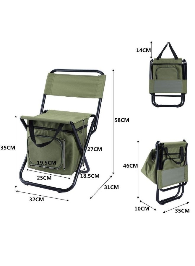 Bukela Portable Outdoor Folding Chair, Three-in-one Leisure Chair, Camouflage Ice Bag Storage, Camping and Fishing Leisure Backrest Small Stool - Image 2
