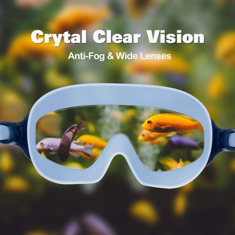 Seago kids Swimming Goggles 2 Pack No Leaking Anti-Fog Outer Eye Fit with Wide View UV Protection Crystal Clear Watertight Swim Goggles with nose cover Suitable for Youth Boys Girls Age 3 to 14 - Image 3