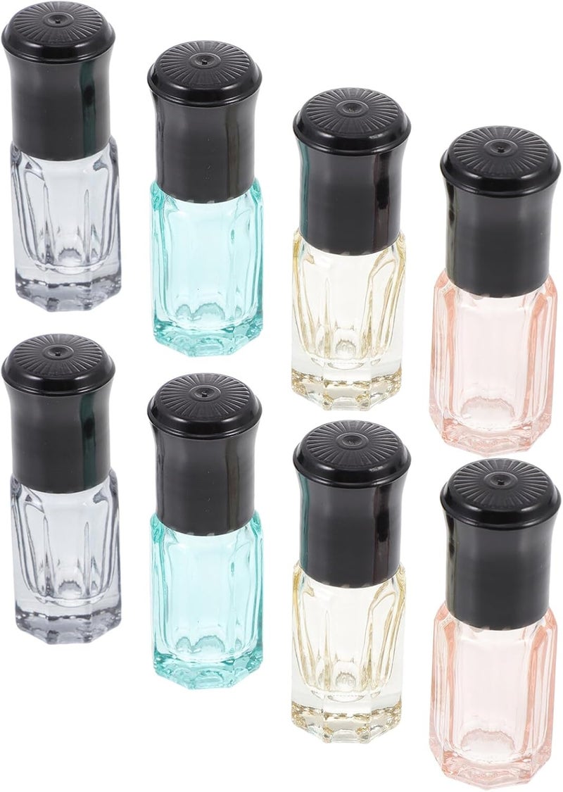 8pcs 3ml Multipurpose Glass Roller Bottles Set, Essential Oil Sub Bottles with Leak-proof Caps, Refillable Roll-on Containers for Travel and Samples - Image 1