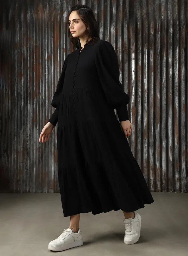 HIGH STAR Tiered Button-Down Dress