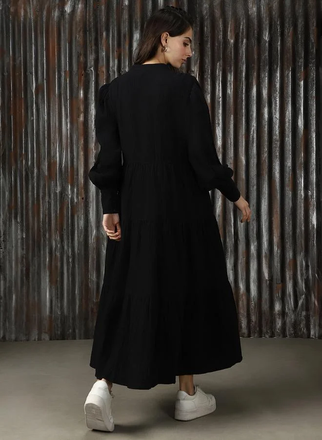 HIGH STAR Tiered Button-Down Dress