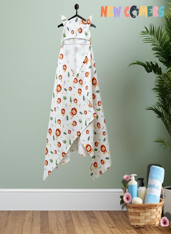 NEW COMERS® 100% Pure Cotton Waffle Hooded Wrapper - Baby Towel for New Born | Big Size 50cm x 26cm | Soft, Safe & Skin-Friendly | Perfect for Newborns 0-5 Years | Breathble Absorbant (Multicolor 4) - Image 3