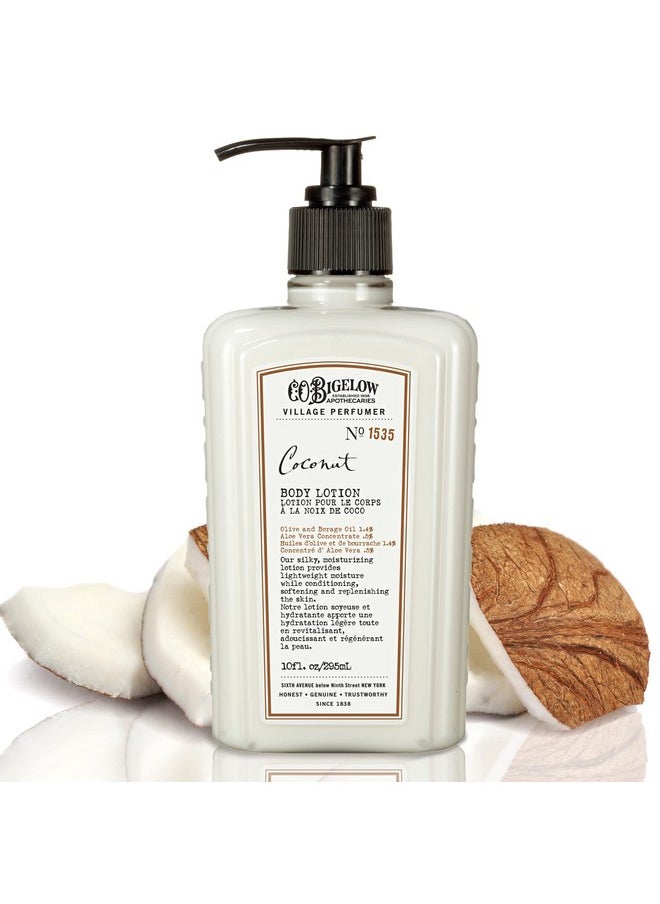 C. O. Bigelow C.O. Bigelow Coconut Moisturizing Body Lotion For Women And Men Village Perfumer Lotion With Olive Oil Borage Oil And Aloe Vera 10 Fl Oz  - Image 1