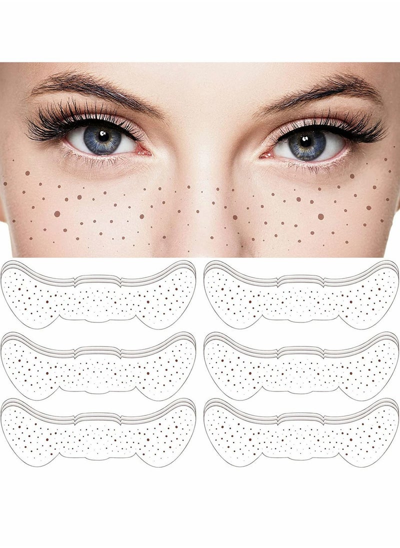 Excefore Freckles Temporary Tattoos, 6 Sheets 12 Pcs Face Temporary Tattoo Stickers Waterproof Natural Looking Fake Tattoos Freckle Patch, Makeup Accessories for Women  - Image 1