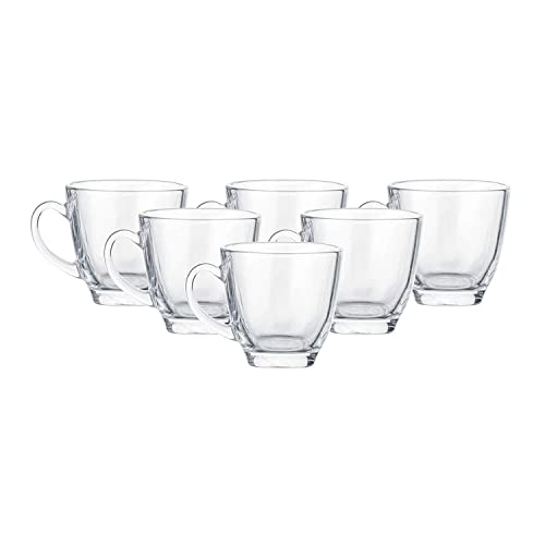 TAGROCK Crystal Clear Glass Tea Cups, Transparent Coffee Mug Set of 6, 180ml - Image 1