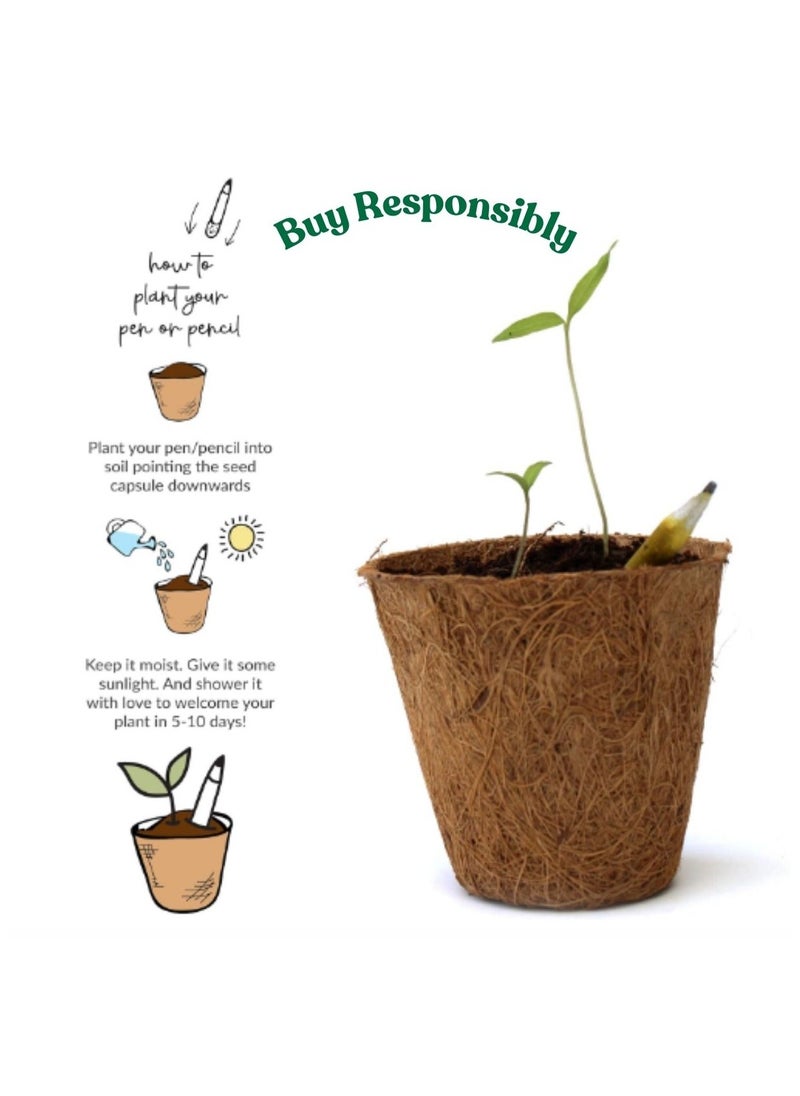GJY Buy Responsibly Plantable Starter Kit (Marigold) | Eco-Friendly Biodegradable Stationery Set with Coco Pot, Peat, Seeds & Fertilizer |  Sustainable Kids Birthday Return Gifts  - Image 5