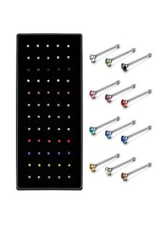 KUAZIVI 60pcs Stainless Steel Nose Stud 1.8mm Size Nose Rings Studs  - Image 1