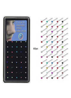 KUAZIVI 60pcs Stainless Steel Nose Stud 1.8mm Size Nose Rings Studs  - Image 5