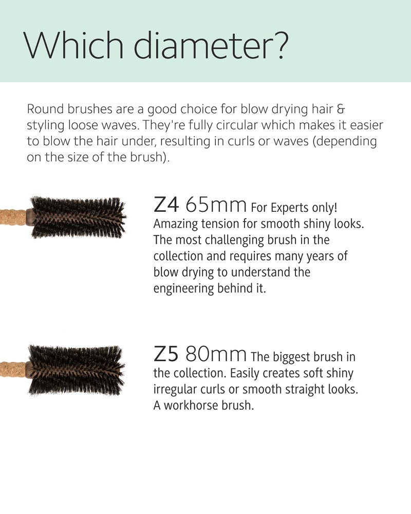 Ibiza Hair Boar Bristle Concave Barrel Brush (Z5-80mm) | Hybrid Boar & Heat Resistant Nylon with Cork Handle | Cuts Blow Drying Time in Half | Ideal for Shiny Irregular Curls or Straight Looks - Image 5