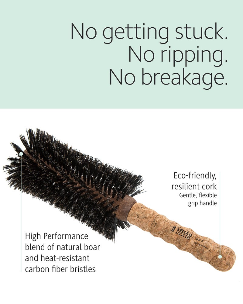 Ibiza Hair Boar Bristle Concave Barrel Brush (Z5-80mm) | Hybrid Boar & Heat Resistant Nylon with Cork Handle | Cuts Blow Drying Time in Half | Ideal for Shiny Irregular Curls or Straight Looks - Image 3