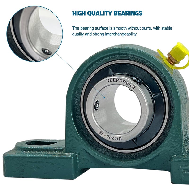 DEEPDREAM 2 Pcs UCP206-19 Pillow Block Mounted Ball Bearing with 1-3/16"(1.1875inch) Self Alignment - Image 3