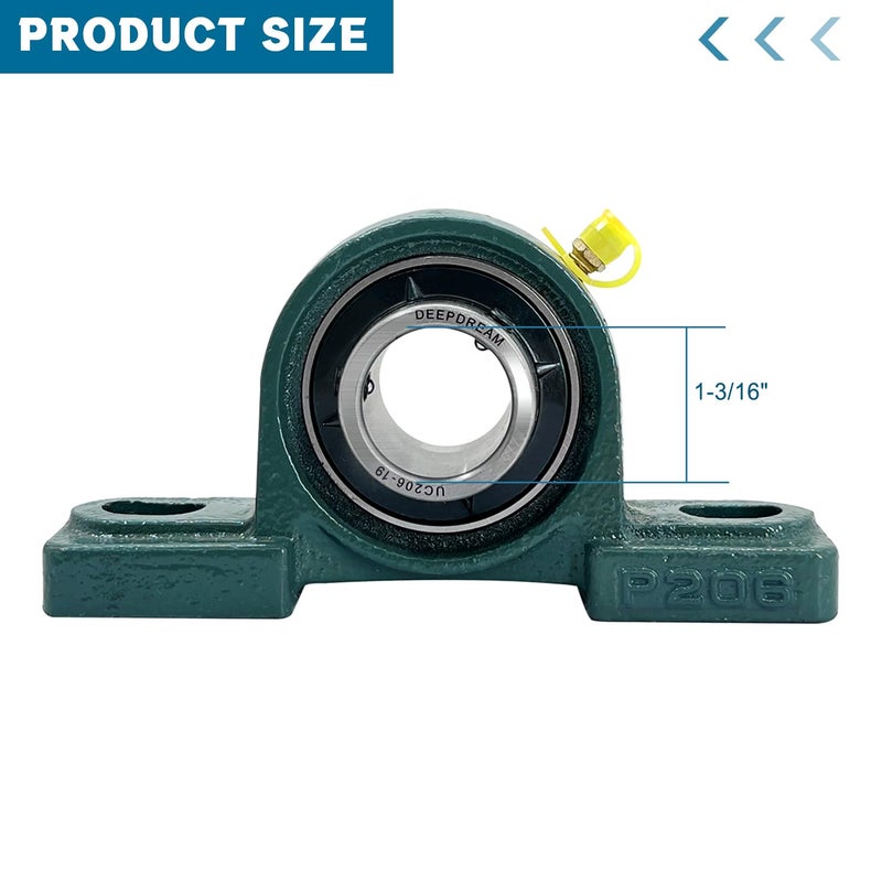 DEEPDREAM 2 Pcs UCP206-19 Pillow Block Mounted Ball Bearing with 1-3/16"(1.1875inch) Self Alignment - Image 2
