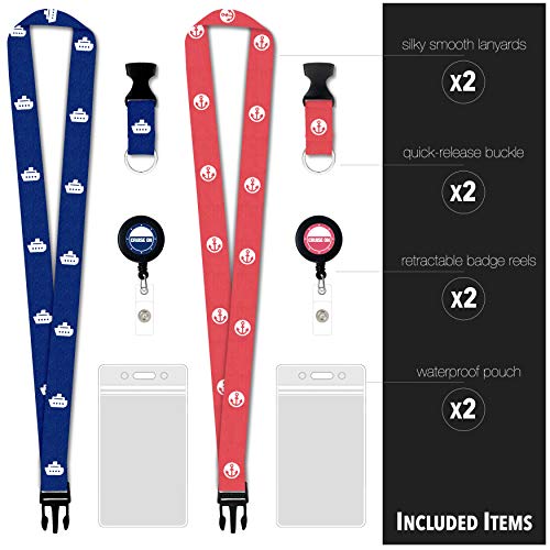 Cruise On Cruise Lanyard for Ship Cards – 2-Pack Retractable Badge & Waterproof Key Card Holder for Ship Cards – Cruise Essentials 2025-2026, Perfect for Travel & Vacation (Blue & Red) - Image 3