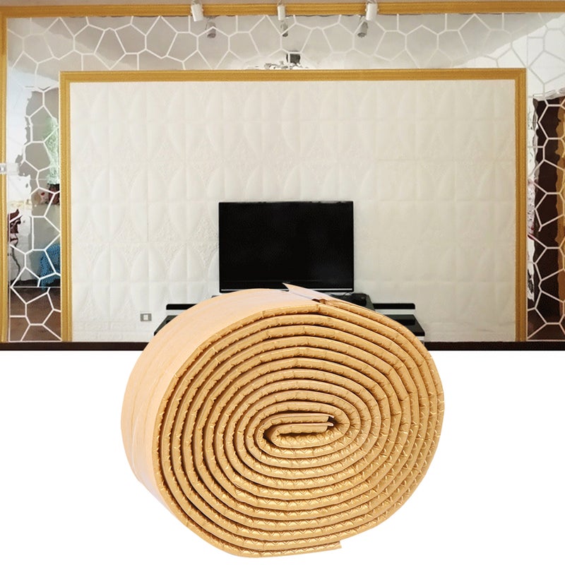 4 pcs Self-Adhesive Wall Paper 3D Wall Sticker Waist Line Wall Decals Wall Border Sticker for Home Bedroom Living Room (Yellow) - Image 5