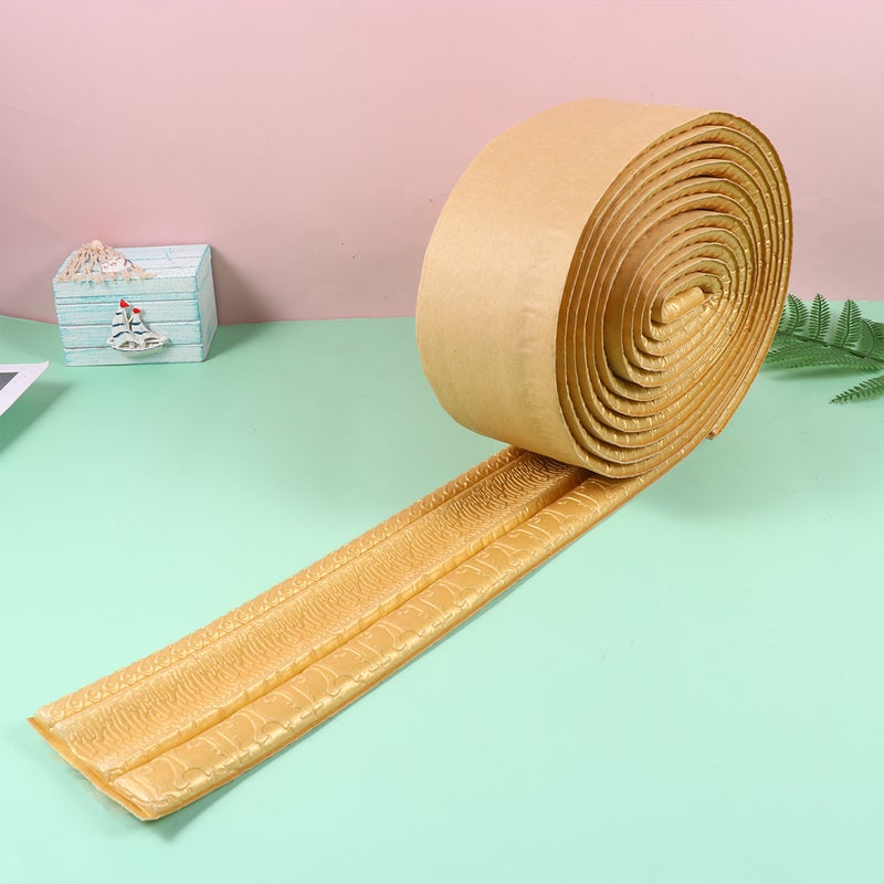 4 pcs Self-Adhesive Wall Paper 3D Wall Sticker Waist Line Wall Decals Wall Border Sticker for Home Bedroom Living Room (Yellow) - Image 1