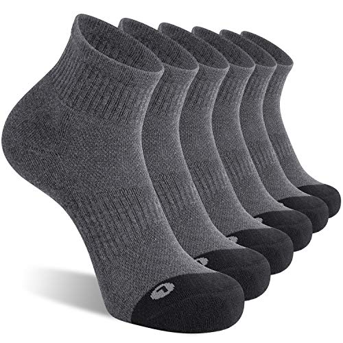 FITRELL 6 Pack Men's Athletic Ankle Socks Cushioned Sports Running Socks, Shoe Size 9-12, Dark Grey - Image 1