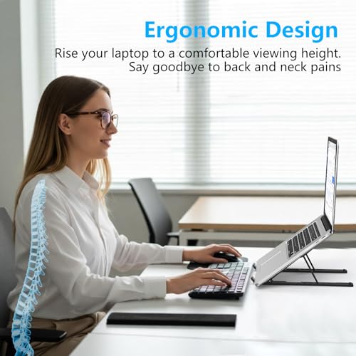 Gogoonike Adjustable Laptop Stand Portable Laptop Riser for Desk ABSSilicone Foldable Ventilated Cooling Notebook Holder Stand for 10156 Laptops Tablets - Image 3