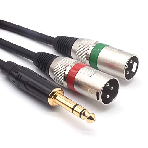 SiYear 10FT 6.35mm (1/4inch) TRS Male Plug to 2 Dual XLR Male Stereo Unbalanced Y Splitter Patch Microphone Cable Cord （3M） - Image 1