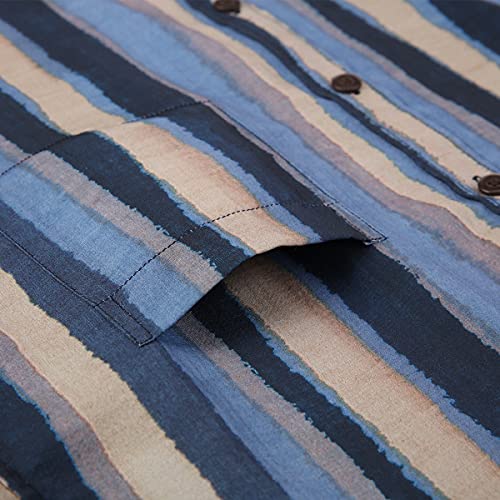 MCEDAR Mens Casual Short Sleeve Button Up Vintage Summer Hawaiian Beach Vacation Shirts (Size S-5XL Big and Tall)(Blue Brown 21009,M) - Image 5