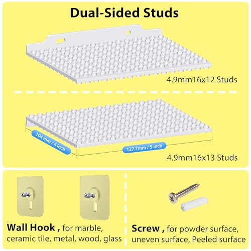 LRANFOW 6 Floating Shelves for Wall Display & Storage, Compatible with Lego Building Bricks, 4x5 inch Dual-Sided Display Shelf with 16x13 4.9mm Studs for Builders, Room Decor - Image 4