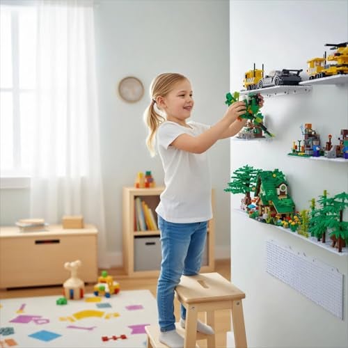 LRANFOW 6 Floating Shelves for Wall Display & Storage, Compatible with Lego Building Bricks, 4x5 inch Dual-Sided Display Shelf with 16x13 4.9mm Studs for Builders, Room Decor - Image 5