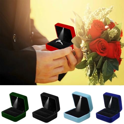 GBYAN Velvet Ring Box with LED Light Jewelry Display Gift Box for Proposal,Engagement, Wedding - Image 4