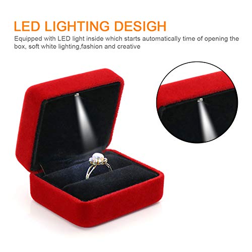 GBYAN Velvet Ring Box with LED Light Jewelry Display Gift Box for Proposal,Engagement, Wedding - Image 3