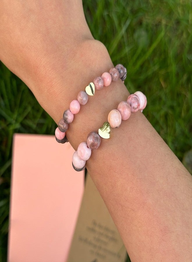 DOLLESS Mother Daughter Bracelets for Mama Me Matching Heart Mom Daughter Bracelets for Mother's Day Gift (Pink) - Image 2
