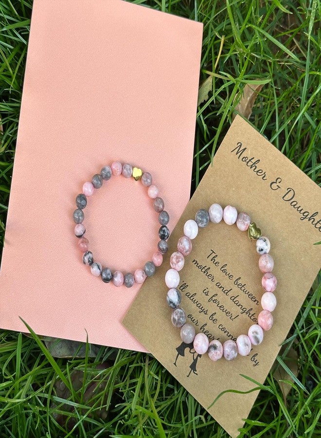 DOLLESS Mother Daughter Bracelets for Mama Me Matching Heart Mom Daughter Bracelets for Mother's Day Gift (Pink) - Image 4
