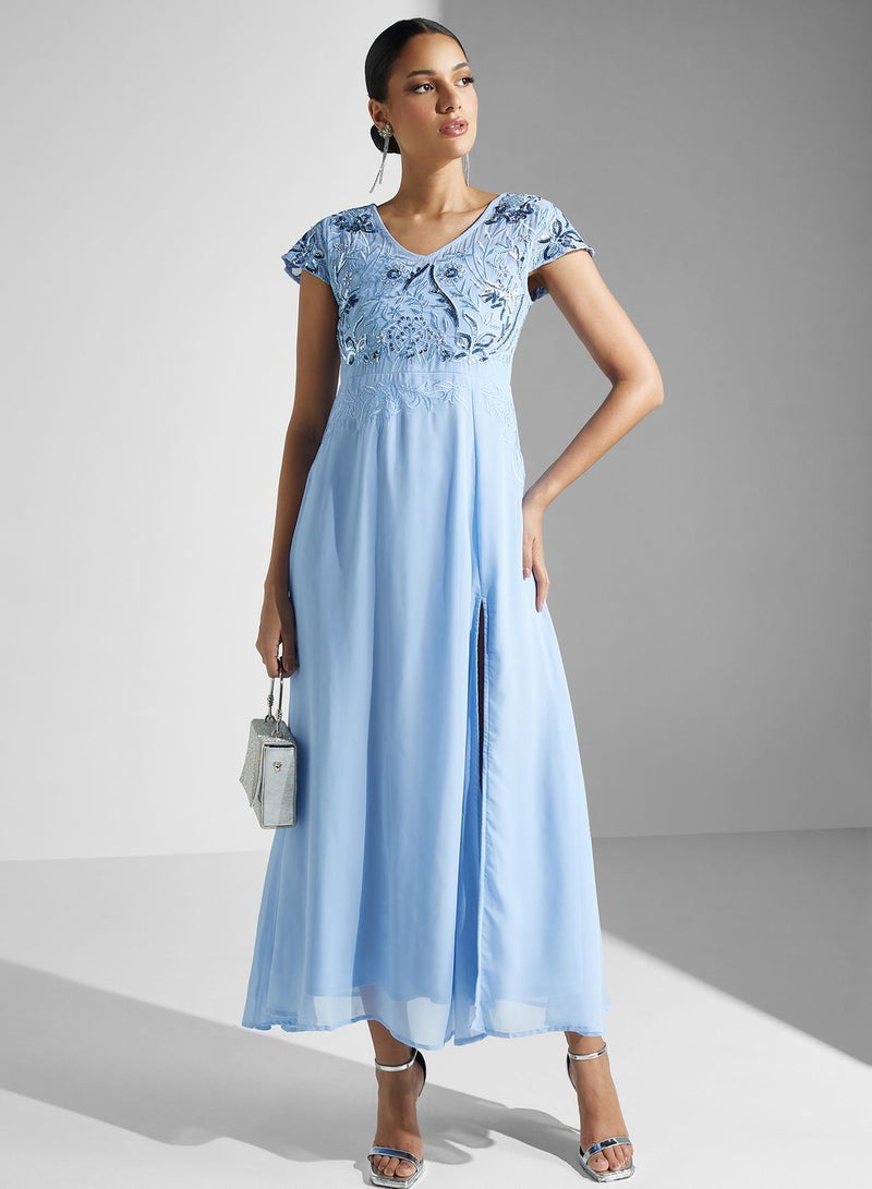Namshi x Embroidered Chiffon Dress  - Image 1