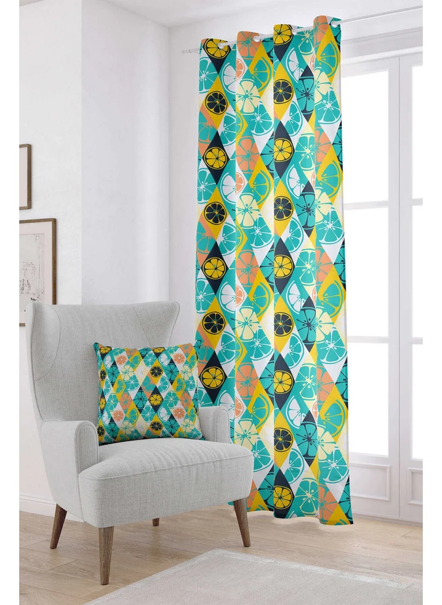 Cango Home Yellow Green Lemon Patterned Digital Printed Curtain OYTYK910-PR