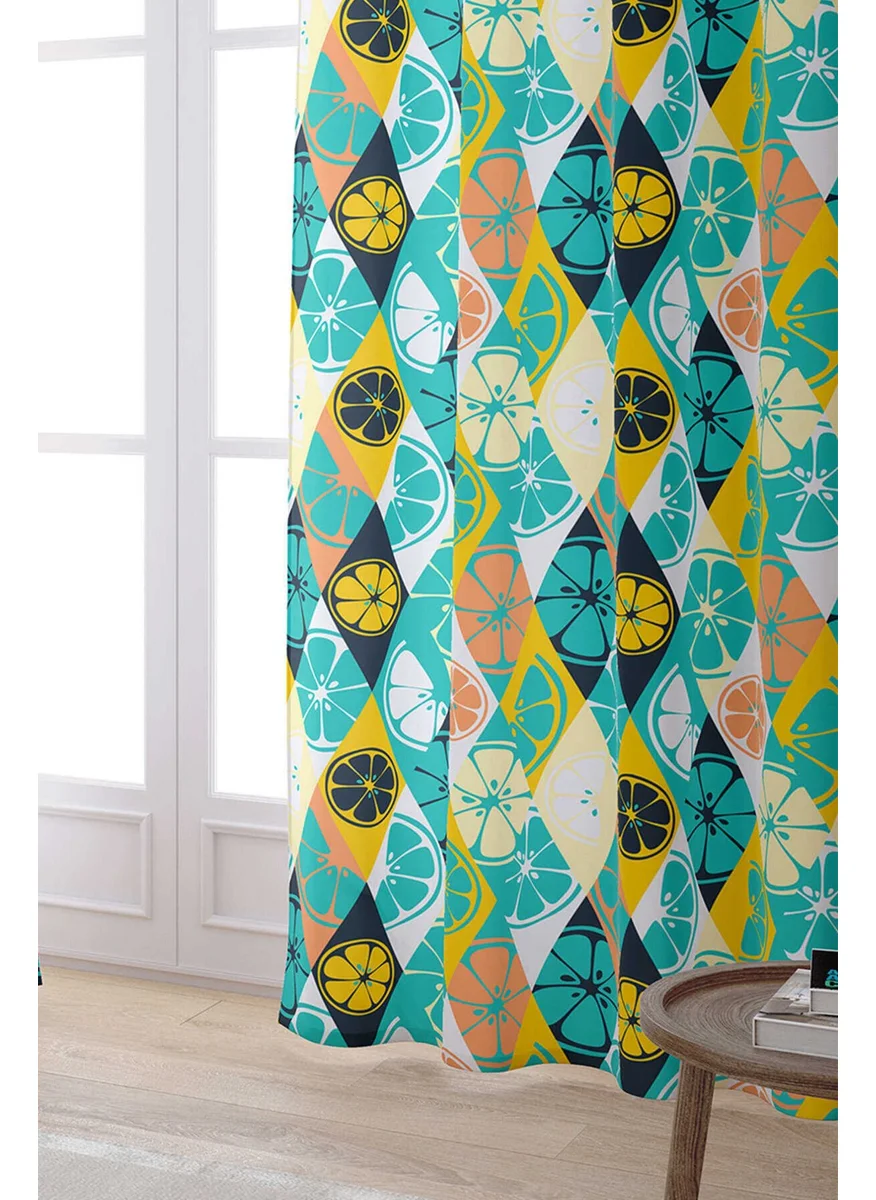 Cango Home Yellow Green Lemon Patterned Digital Printed Curtain OYTYK910-PR