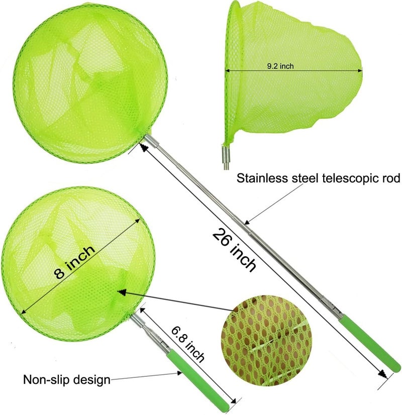 M-jump 2 Pack Kids Telescopic Butterfly Fishing Nets for Kids Catching Butterfly Net Outdoor Tools for Catching Fish Ladybird, Extendable 34 Inches and Anti Slip Grip - Image 2