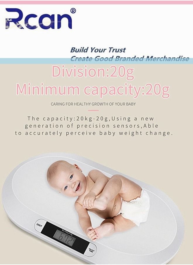 Baby Weight Scale 10G to 20KG Multi-Function with LCD Display 3 Weighing Mode LB OZ KG Measure Height Scale for Infant Newborns Puppy Cats