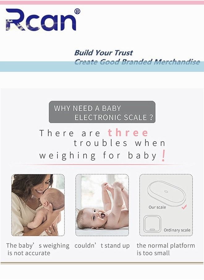 Baby Weight Scale 10G to 20KG Multi-Function with LCD Display 3 Weighing Mode LB OZ KG Measure Height Scale for Infant Newborns Puppy Cats