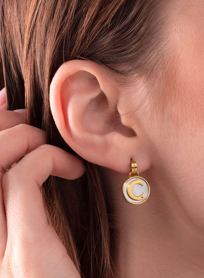 شيروتي 1881 أقراط دائرية مطلية بالذهب مع عرق اللؤلؤ والكريستال للنساء - Image 4