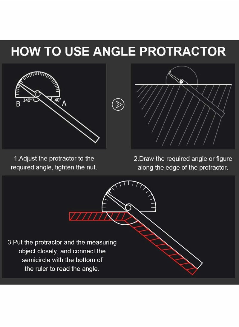 Generic - Angle Protractor Angle Finder Ruler, Stainless Steel Protractor 180 Degrees Angle Ruler, Universal Goniometer Angle Finder Tool for Carpenter Painting Drawing Measuring (10 cm/ 3.94 Inch) - Image 1