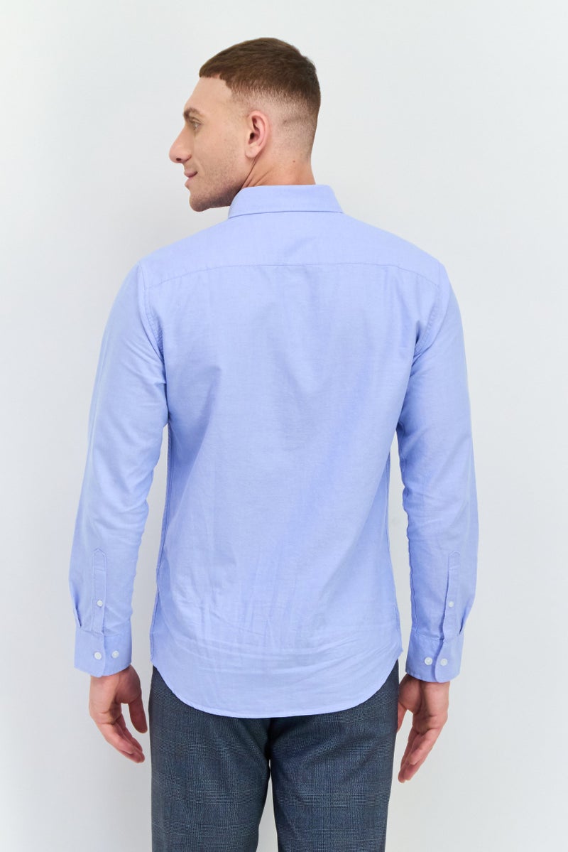Algspar Men Regular Fit Solid Long Sleeves Casual Shirt, Baby Blue - Image 4
