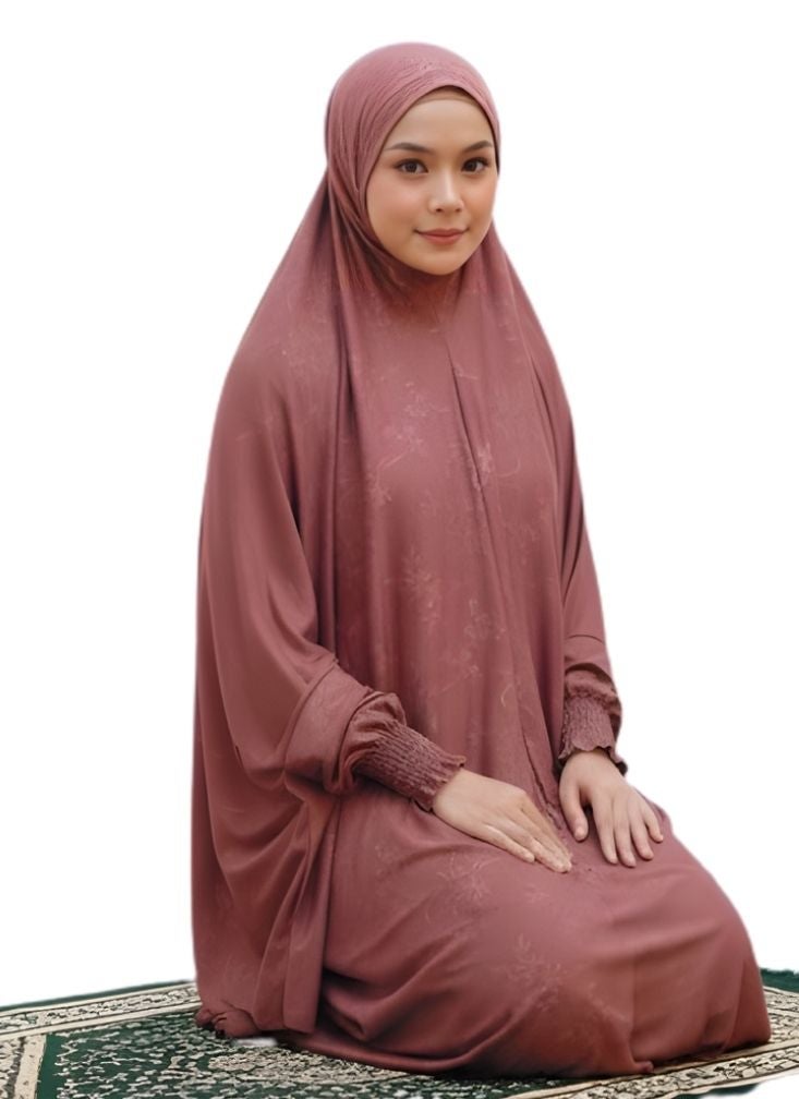 Premium Dusty Rose Pink Prayer Dress Set – Elegant Modest Islamic Outfit for Women - Image 2