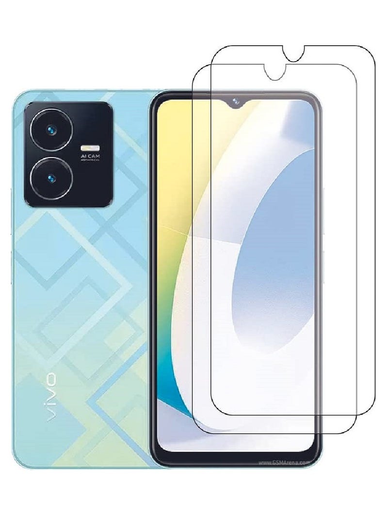 Super 2 Pieces Tempered Glass Screen Protector Clear Designed For vivo Y22s Full Screen Coverage And Bubble Free - Image 1