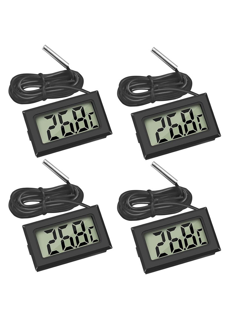 Generic - 4 x Mini LCD Digital Thermometer with Probe Electronic Temperature Monitor for Aquarium Refrigerator Greenhouse and Car - Image 1