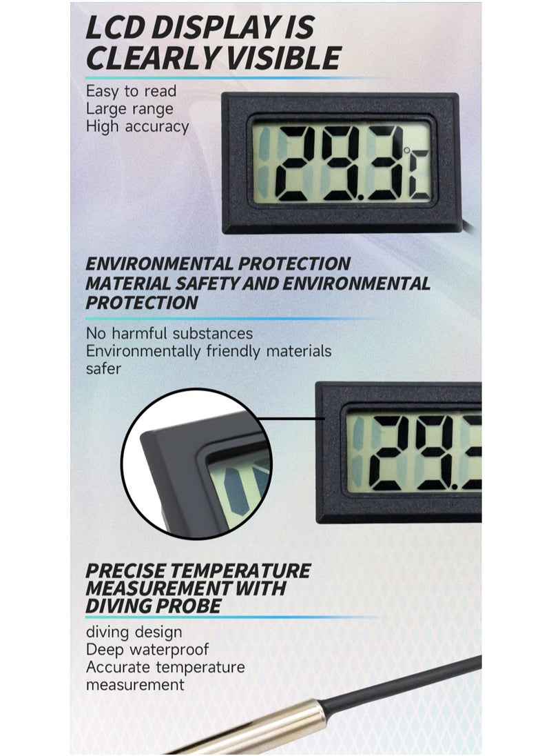 Generic - 4 x Mini LCD Digital Thermometer with Probe Electronic Temperature Monitor for Aquarium Refrigerator Greenhouse and Car - Image 1