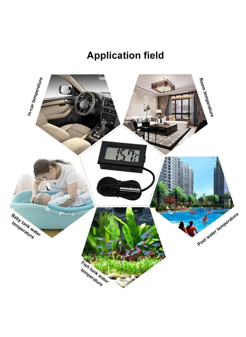 Generic - 4 x Mini LCD Digital Thermometer with Probe Electronic Temperature Monitor for Aquarium Refrigerator Greenhouse and Car - Image 1