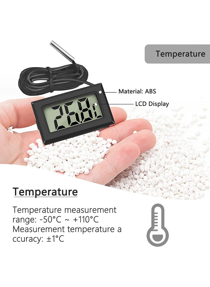 Generic - 4 x Mini LCD Digital Thermometer with Probe Electronic Temperature Monitor for Aquarium Refrigerator Greenhouse and Car - Image 1