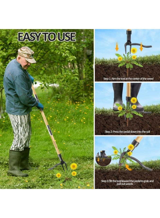 Bukela Weed Puller Tool, Stand-Up Weed Root Puller, Ergonomic Long Handle Weeder for Lawn & Garden, Heavy Duty Dandelion Remover with 4-Claw Design, No Bending or Kneeling - Image 5