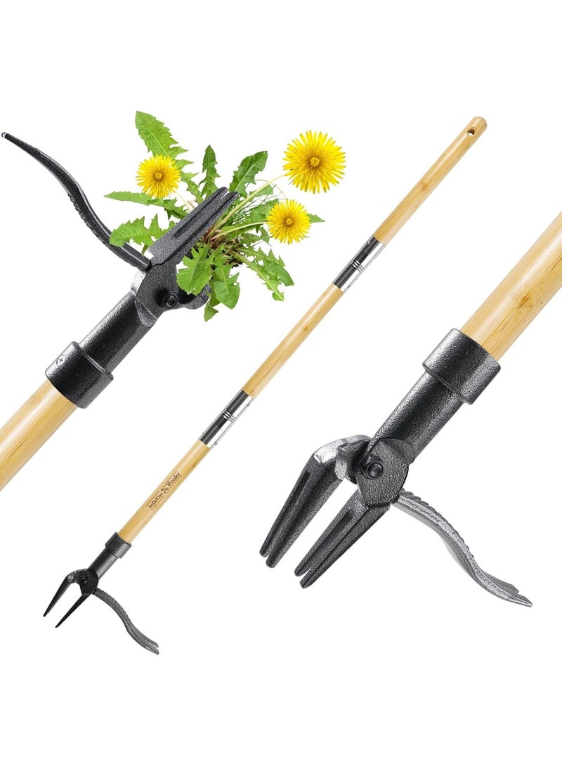 Bukela Weed Puller Tool, Stand-Up Weed Root Puller, Ergonomic Long Handle Weeder for Lawn & Garden, Heavy Duty Dandelion Remover with 4-Claw Design, No Bending or Kneeling - Image 1