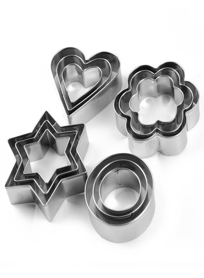 CUVLY 12 Pieces Cookie Cutter Set | 4 Different Shapes, 3 Sizes, Stainless Steel - Image 2