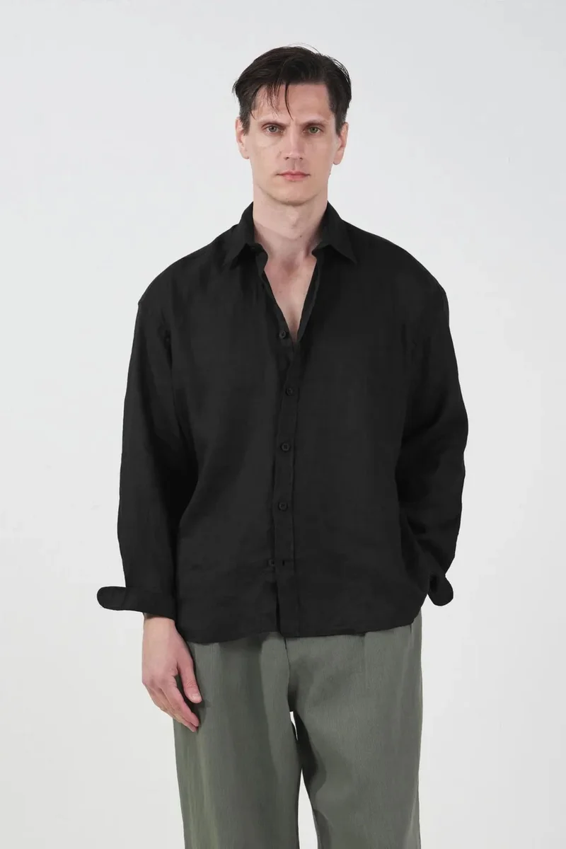 GIESTO Oversized Button-Up Linen Shirt