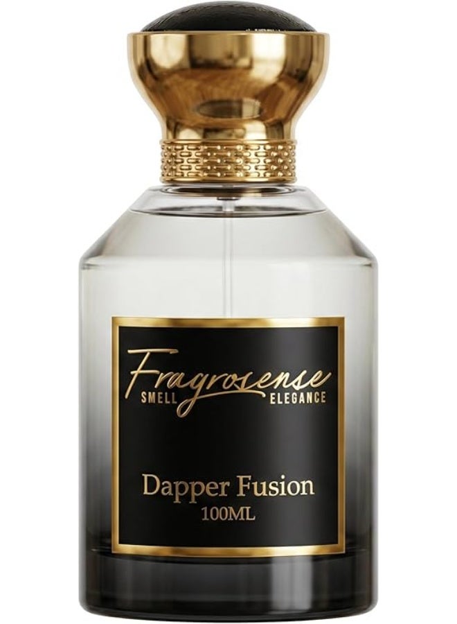 Dapper Fusion Men’s Eau de Parfum 100ml - Mint Green Apple Lemon with Vanilla Cedarwood Vetiver Notes - Fresh Woody Fragrance for Daily and Evening Wear