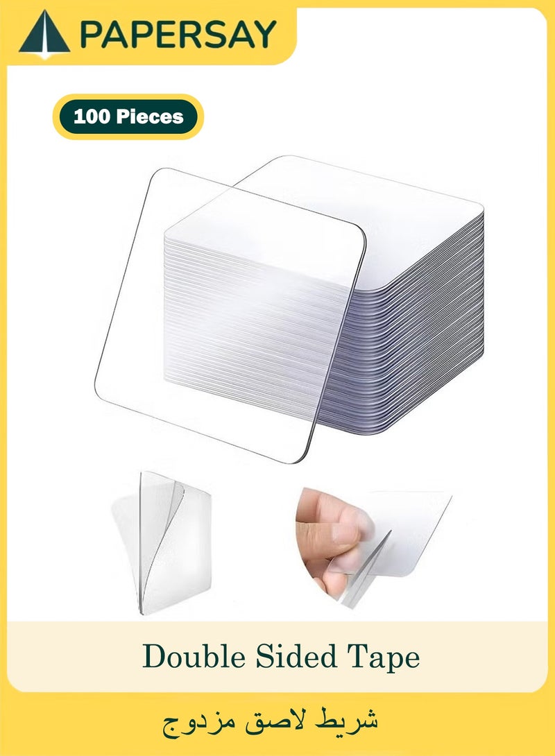  طائرة ورقية 100 قطعة شريط لاصق مزدوج الوجهين شديد التحمل، شريط لاصق مزدوج الوجهين قابل للإزالة للجدران، مناسب للأعمال اليدوية اللاصقة التي تقوم بها بنفسك، المنزل، المكتب، الملصقات، شريط لاصق قوي شفاف مزدوج الوجهين شفاف ومربع مسبق القطع - Image 1